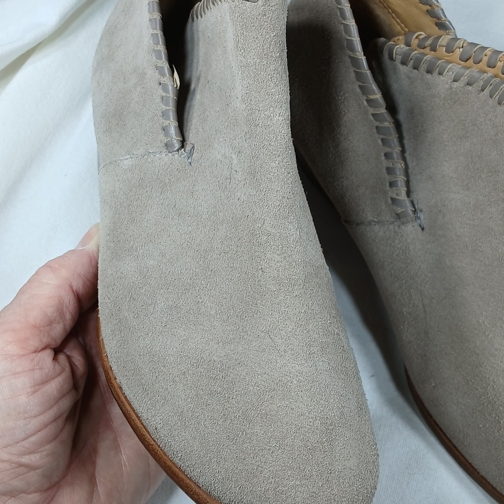 Jack Rogers Suede Womens Cutout Low Heel Ankle Boots in Taupe Leather size 8 - Picture 3 of 9
